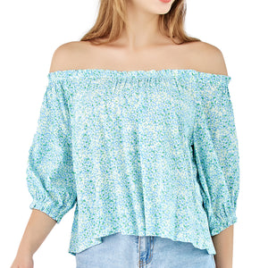 Off The Shoulder Tops-Light Blue