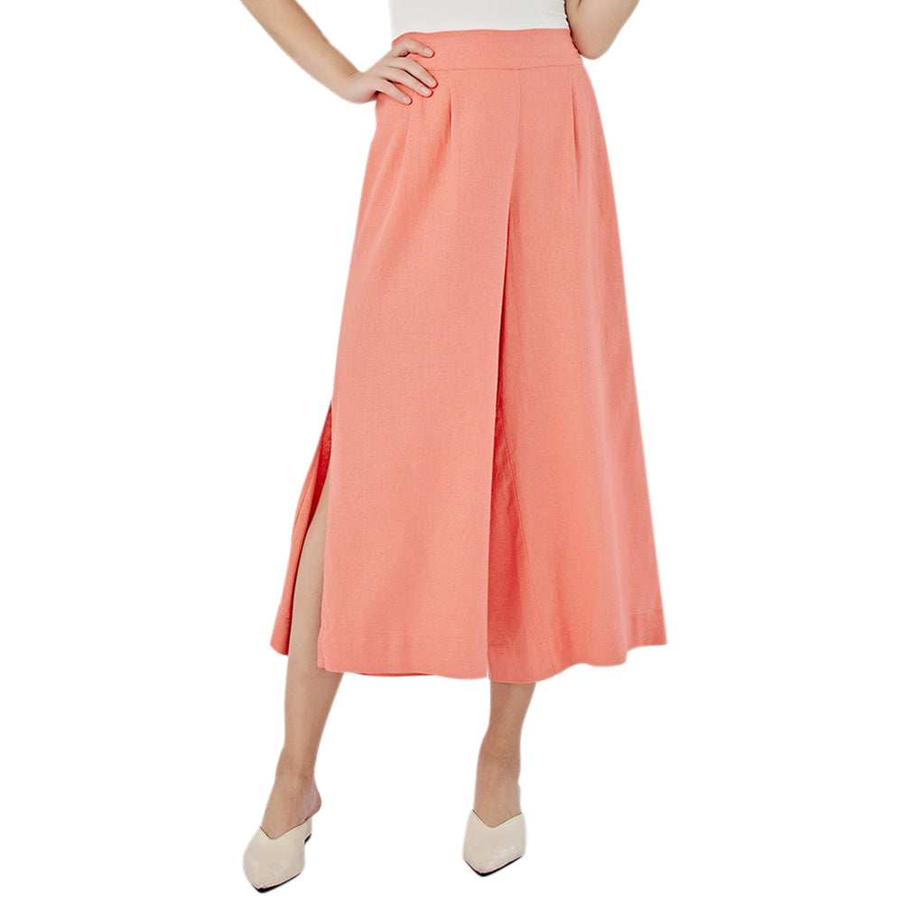 Linen Pants with Side Slit – CORAL