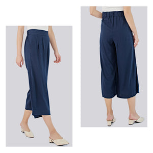 Linen Pants with Side Slit – NAVY