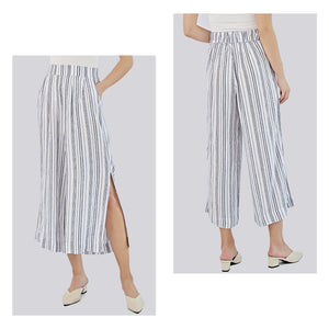 Linen Pants with Side Slit – STRIPE