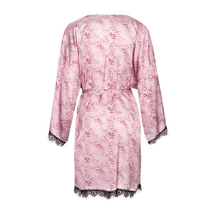 Pink Floral Satin Robe