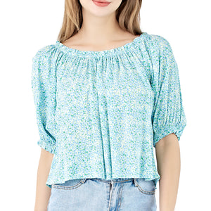 Off The Shoulder Tops-Light Blue