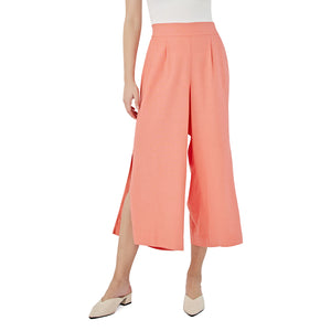 Linen Pants with Side Slit – CORAL