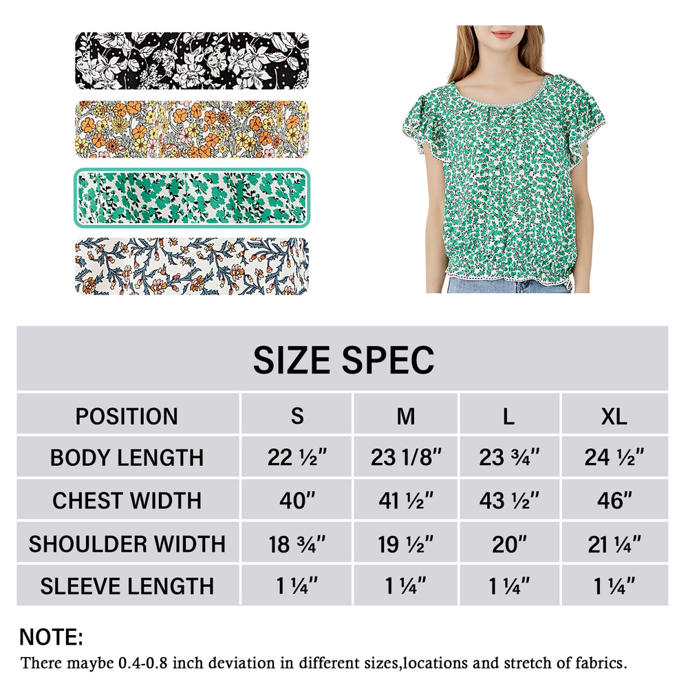 Short Sleeve Ruffle Blouse-Green